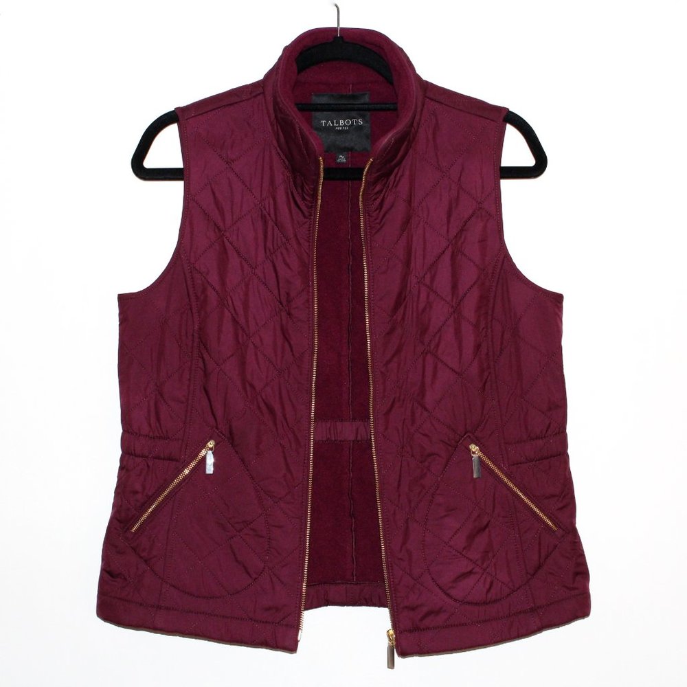 Talbots Maroon Quilted Fleece-Lined Vest - Picture 3 of 16
